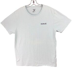 Hurley T-Shirt Mens L Light Blue Graphic Tropical Island Vibes Pineapple Design